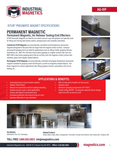 IXTUR® PNEUMATIC MAGNET SPECIFICATIONS