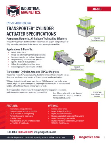 RANSPORTER® CYLINDER ACTUATED SPECIFICATIONS