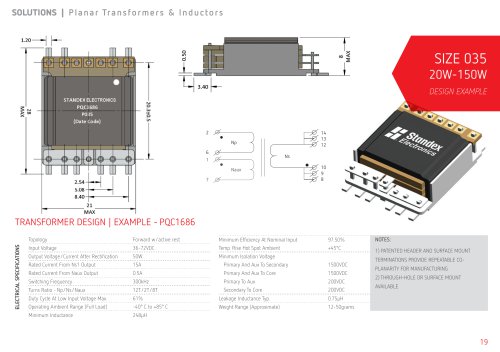 20 W – 150 W Planar Transformers | Serie 035