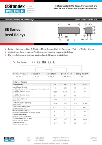 BE SERIES REED RELAY