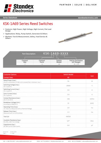 KSK-1A69 Series Reed Switches