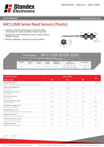 MK11 PLASTIC SERIES REED SENSOR