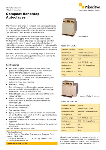 Compact Benchtop Autoclave