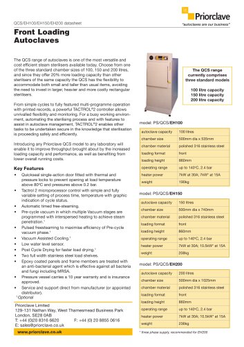 Front Loading 100L Priorclave