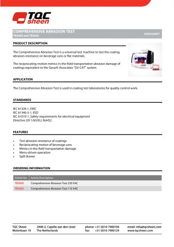 COMPREHENSIVE ABRASION TEST TB5000 and TB5005