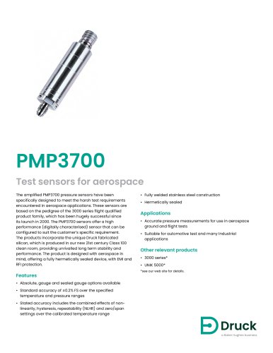 Druck PMP3700 Test sensors for aerospace