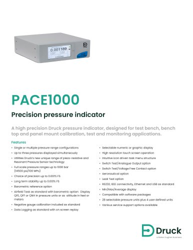 PACE1000 Precision pressure indicator Datasheet