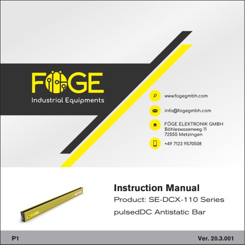 pulsedDC Antistatic Bar SE-DCX-110 Series