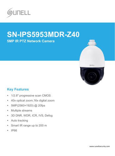 SN-IPS5953MDR-Z40 5MP IR PTZ Network Camera