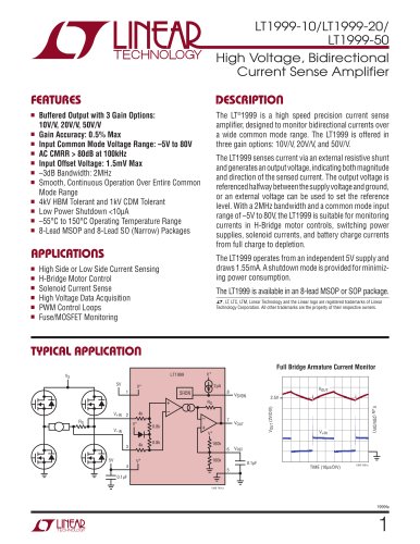 LT1999-10/LT1999-20/ LT1999-50 - High Voltage, Bidirectional Current Sense Amplifier