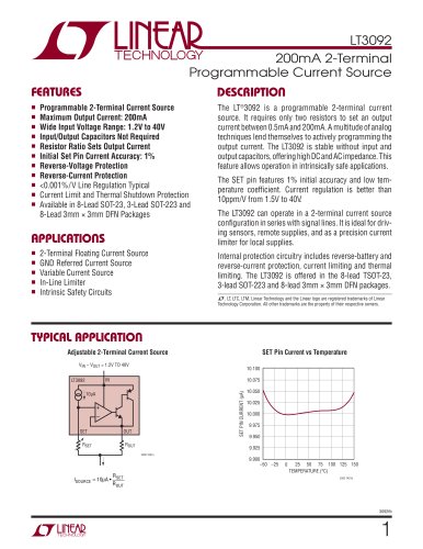 LT3092 - 200mA 2-Terminal Programmable Current Source