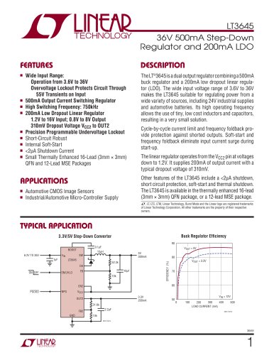 LT3645 - 36V 500mA Step-Down Regulator and 200mA LDO