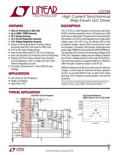 LT3744 - High Current Synchronous Step-Down LED Driver