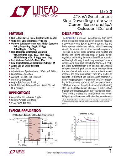 LT8613 42V, 6A Synchronous Step-Down Regulator with Current Sense and 3?A Quiescent Current