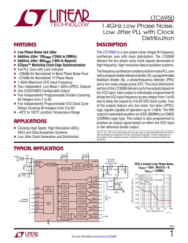 LTC 6950  1.4GHz Low Phase Noise,  Low Jitter PLL with Clock  Distribution