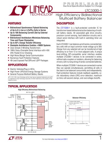 LTC3300-1 - High Efficiency Bidirectional Multicell Battery Balancer