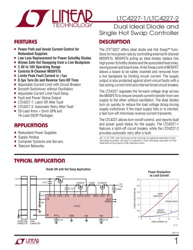 LTC4227-1/LTC4227-2 - Dual Ideal Diode and Single Hot Swap Controller