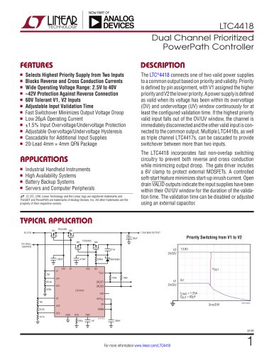 LTC4418 - Dual Channel Prioritized PowerPath Controller