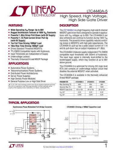 LTC4440A-5 - High Speed, High Voltage, High Side Gate Driver