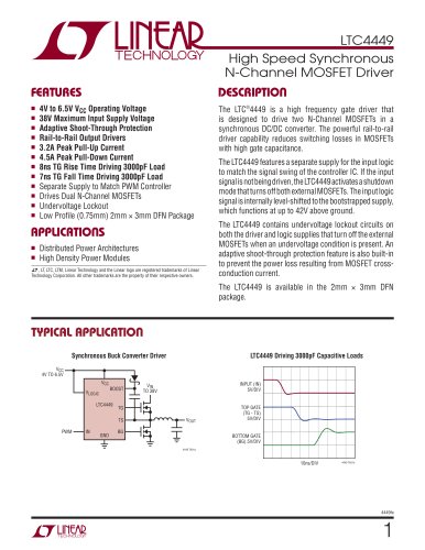 LTC4449 - High Speed Synchronous N-Channel MOSFET Driver