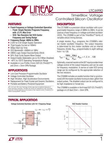 LTC6990 - TimerBlox: Voltage Controlled Silicon Oscillator