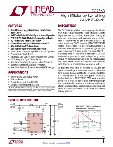 LTC7860 - High Efficiency Switching Surge Stopper