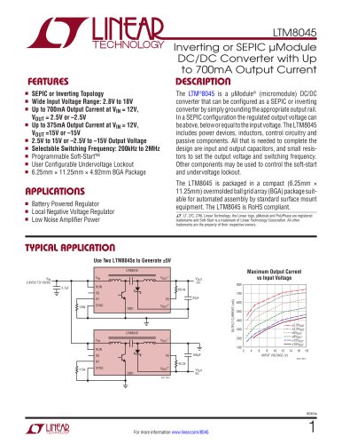 LTM8045 - Inverting or SEPIC ?Module DC/DC Converter with Up to 700mA Output Current