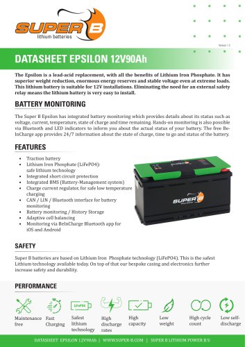 Datasheet Epsilon 12V90Ah