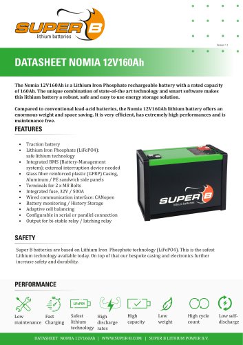 Datasheet Nomia 12V160Ah