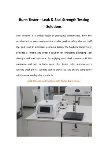 Burst Tester – Leak & Seal Strength Testing Solutions