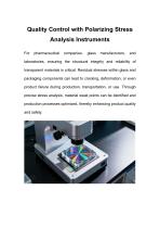 Quality Control with Polarizing Stress Analysis Instruments