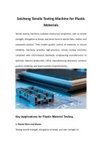 Saicheng Tensile Testing Machine for Plastic Materials