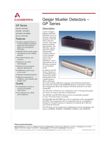 Geiger Mueller Detectors - GP Series