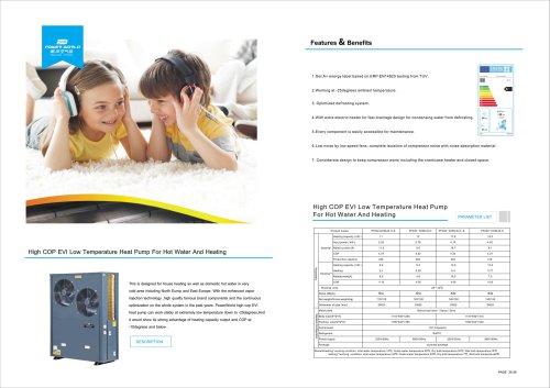 High COP EVI Low Temperature Heat Pump For Hot Water And Heating