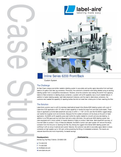 Inline Series 6200 Front/Back Labeling System