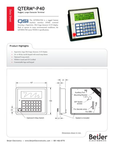 Large display QTERM-P40 character terminal data sheet