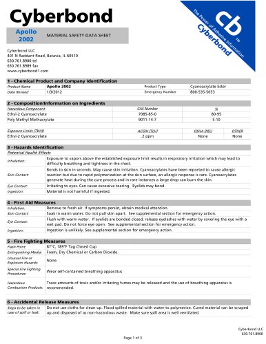 Apollo 2002 MATERIAL SAFETY DATA SHEET