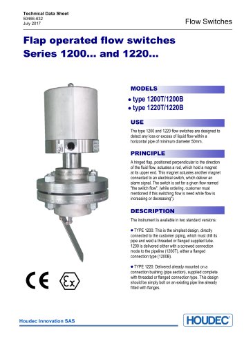 Flap operated flow switches Series 1200… and 1220...