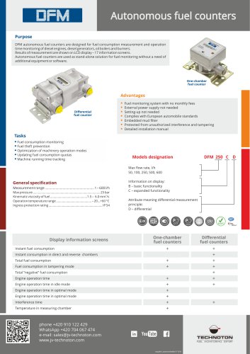 DFM autonomous fuel flow meters