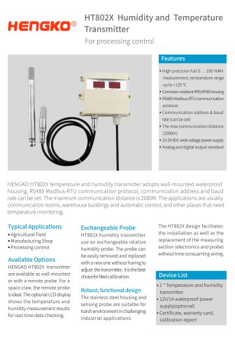 Humidity Transmitter HT802X