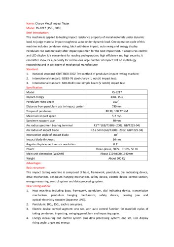 Charpy Metal Impact Tester RS-8217 (150J, 300J)