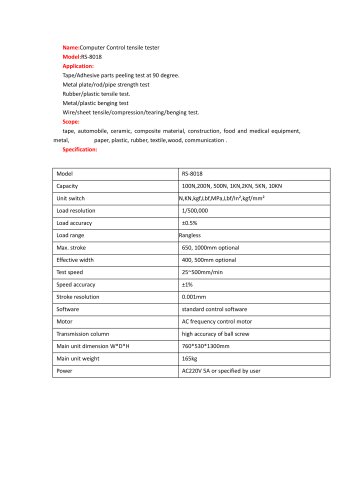 Computer Control tensile tester RS-8018