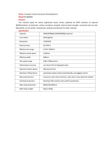 Computer Control Universal Testing Machine RS-8000-MC