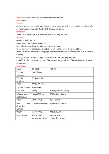 Conveyance Vibration Testing Equipment for Package RS-8413