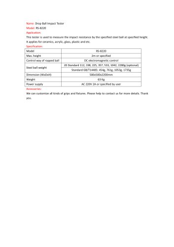 Drop Ball Impact Tester RS-8220