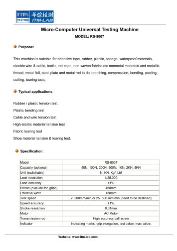 Micro-Computer Universal Testing Machine RS-8007