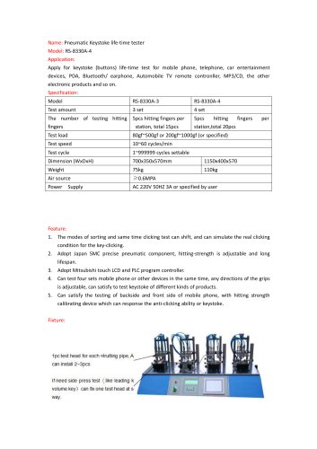 Pneumatic Keystoke life-time tester RS-8330A-4