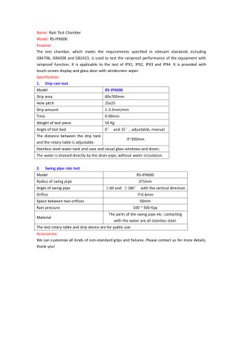 Rain Test Chamber RS-IPX600