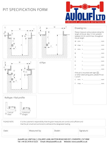 Autolift Pit survey form English