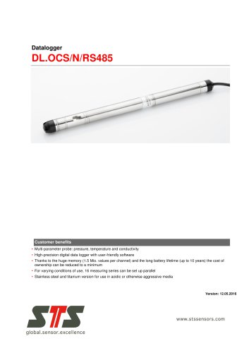 DL.OCS/N/RS485 submersible Modbus level transmitter with data logger